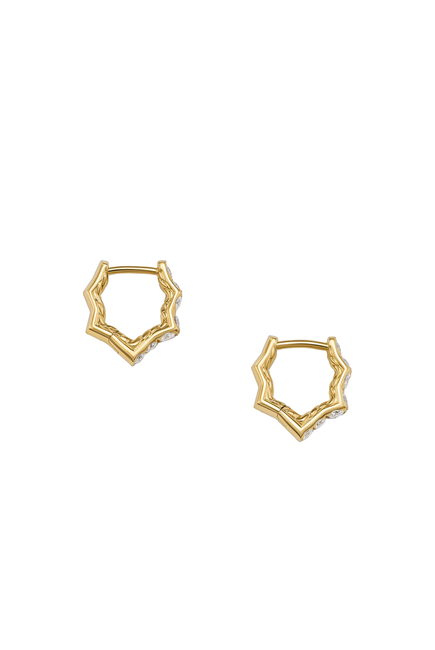 Zig Zag Stax Small Hoop Earrings, 18K Yellow Gold & Diamonds